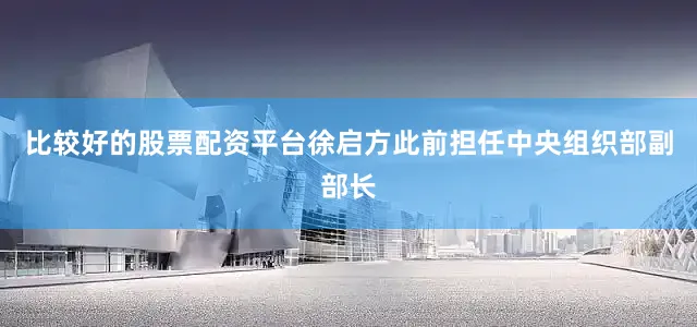 比较好的股票配资平台徐启方此前担任中央组织部副部长